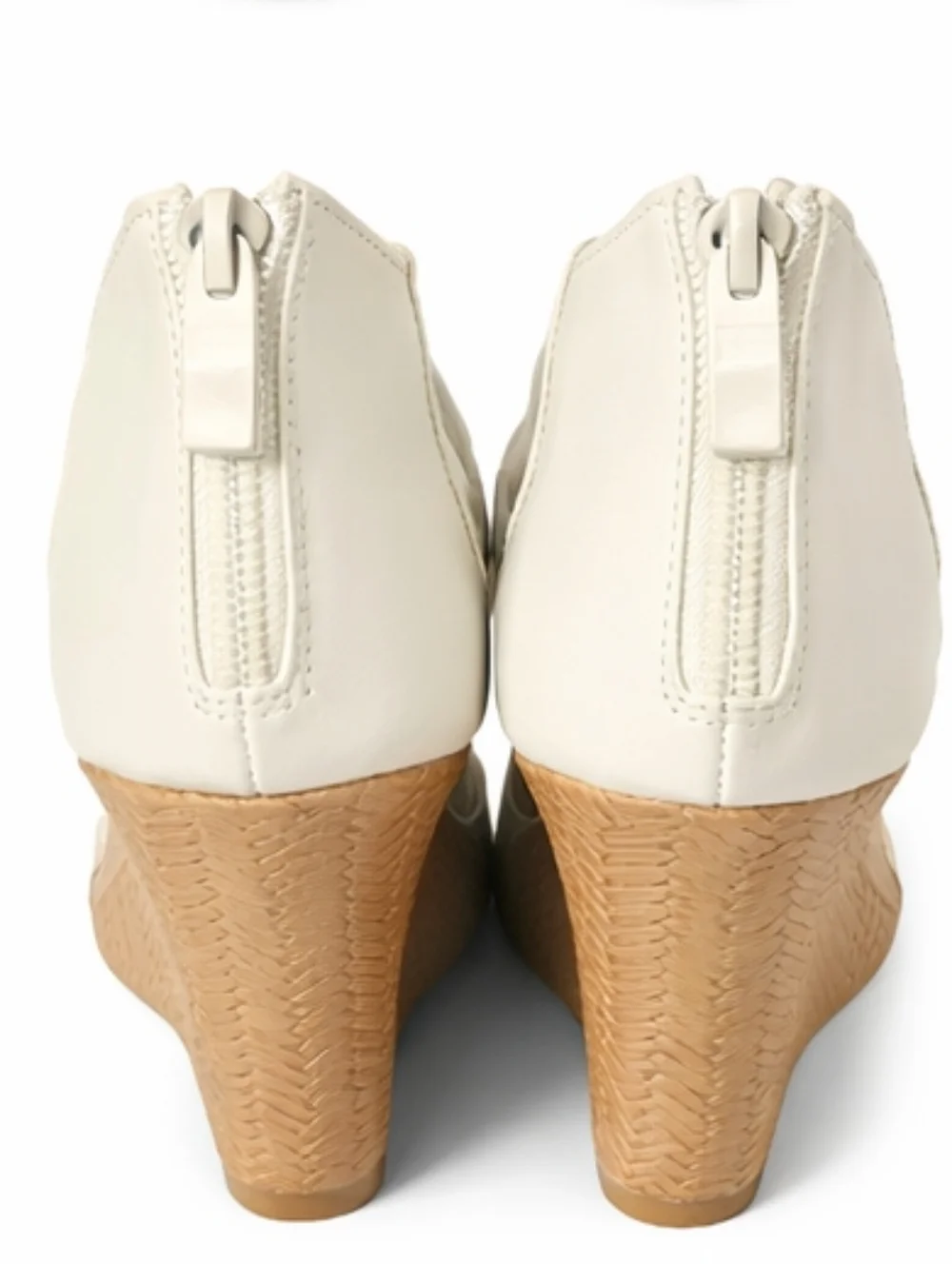 TOP Moda Cream Strappy Wedge Sandals with Tan Wedge